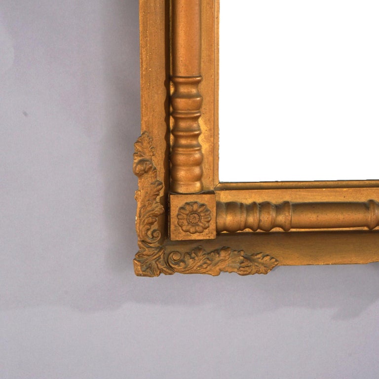 Antique American Classical Empire Balustrade Giltwood Wall Mirror C1830