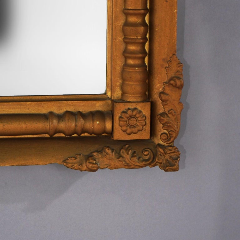 Antique American Classical Empire Balustrade Giltwood Wall Mirror C1830