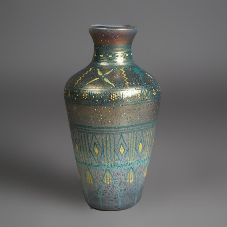 Antique Mount Washington Egyptian Revival Figural Art Glass Vase Circa 1900
