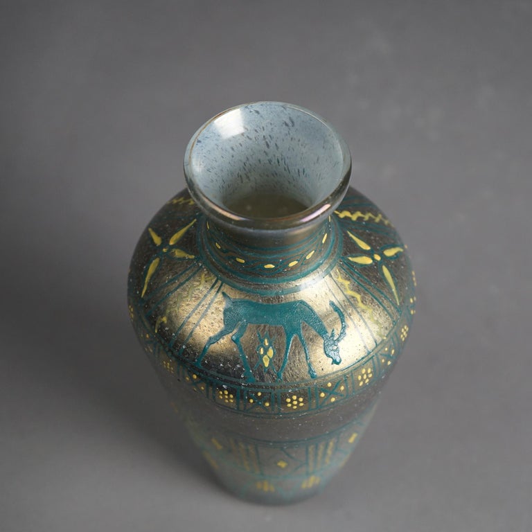 Antique Mount Washington Egyptian Revival Figural Art Glass Vase Circa 1900