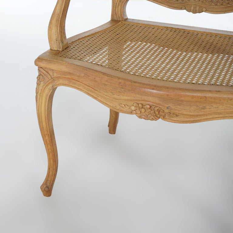 Antique French Louis XV Fruitwood & Cane Arm Chair Circa 1900