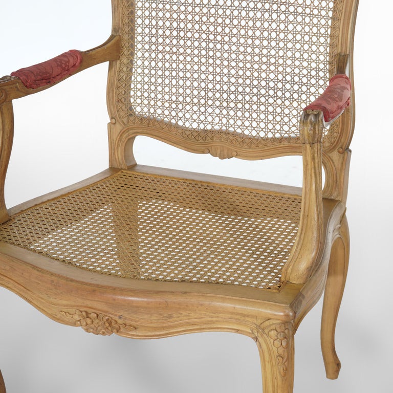 Antique French Louis XV Fruitwood & Cane Arm Chair Circa 1900