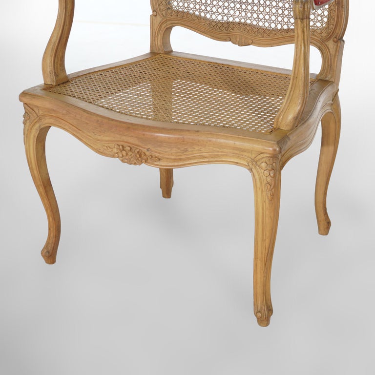 Antique French Louis XV Fruitwood & Cane Arm Chair Circa 1900