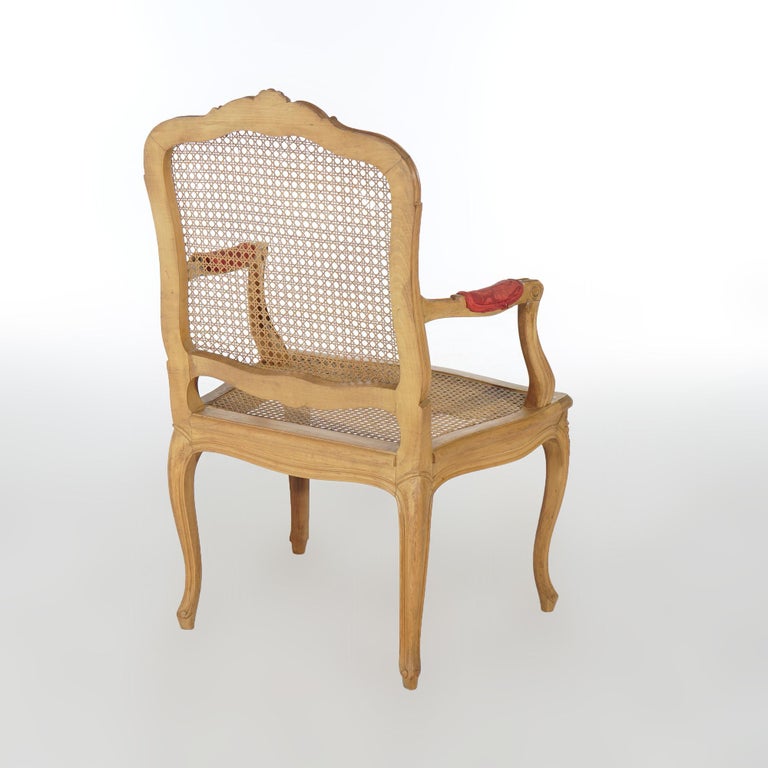 Antique French Louis XV Fruitwood & Cane Arm Chair Circa 1900