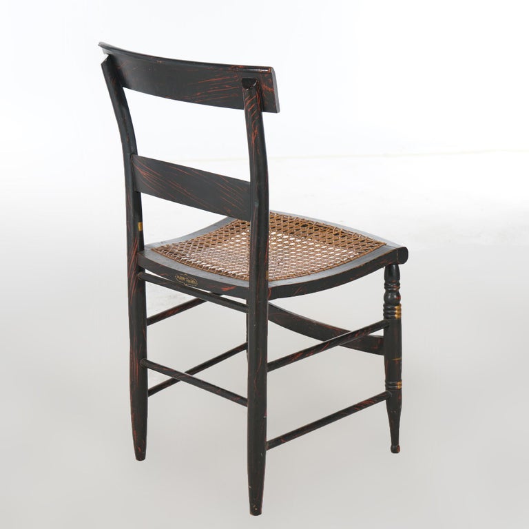 Four Antique Stenciled Hitchcock Style Side Chairs Signed Walter Smith, 19th C