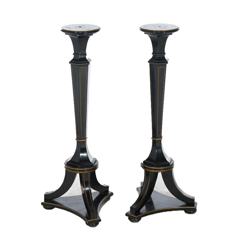 Pair of Antique Neoclassical Ebonized Pedestals C1900