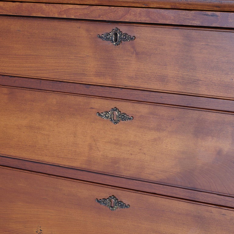 Sheraton Cherry Drop Front Desk with Graduated Drawers & Brass Gallery, C1820