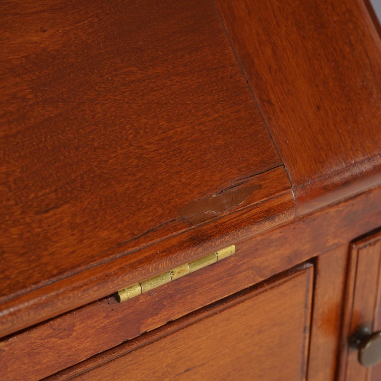 Sheraton Cherry Drop Front Desk with Graduated Drawers & Brass Gallery, C1820