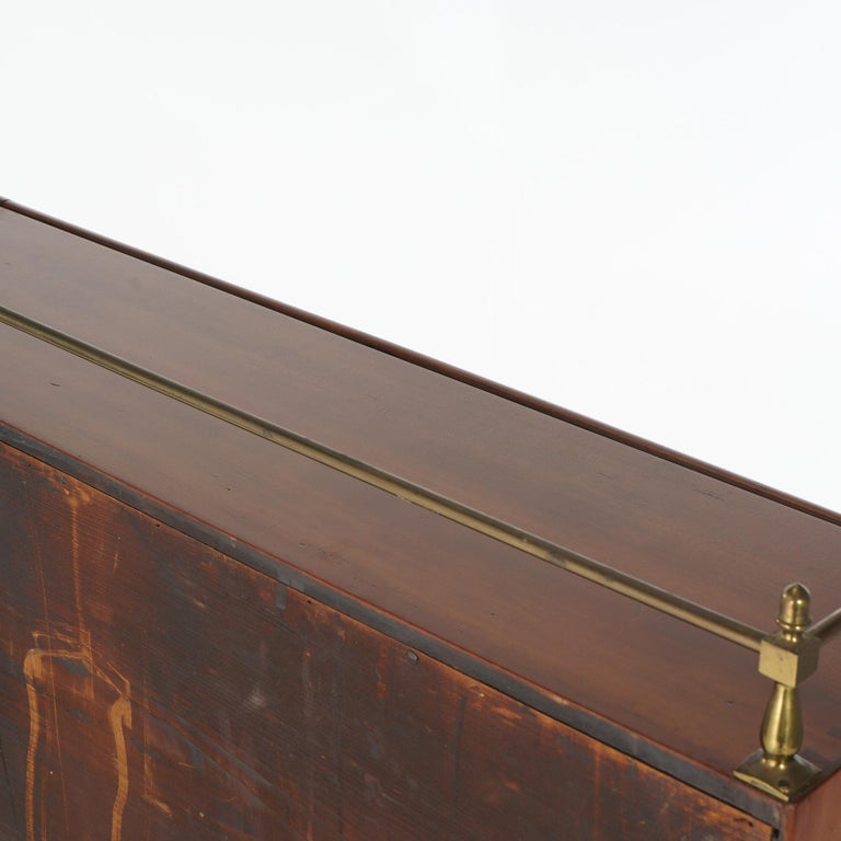 Sheraton Cherry Drop Front Desk with Graduated Drawers & Brass Gallery, C1820