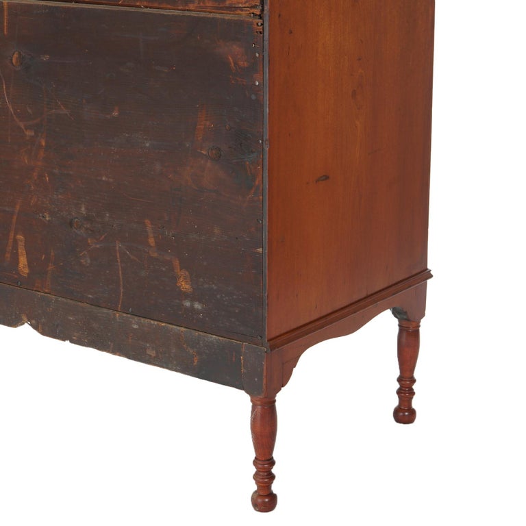 Sheraton Cherry Drop Front Desk with Graduated Drawers & Brass Gallery, C1820