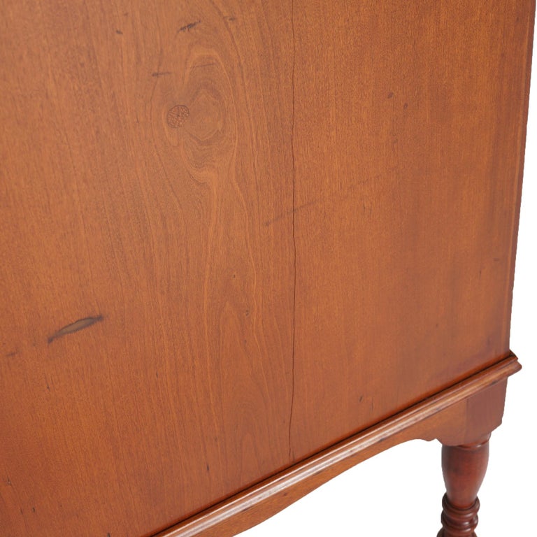 Sheraton Cherry Drop Front Desk with Graduated Drawers & Brass Gallery, C1820