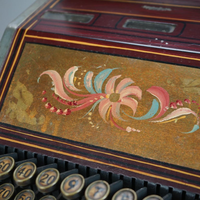 Ornate Antique Gilt & Floral Hand Painted Soda Fountain Cash Register C1920