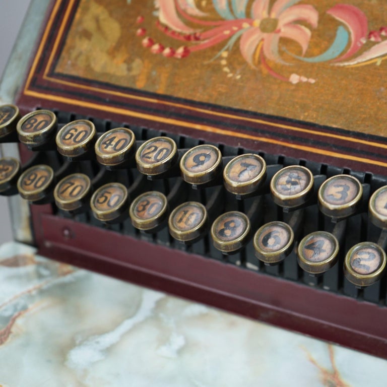 Ornate Antique Gilt & Floral Hand Painted Soda Fountain Cash Register C1920