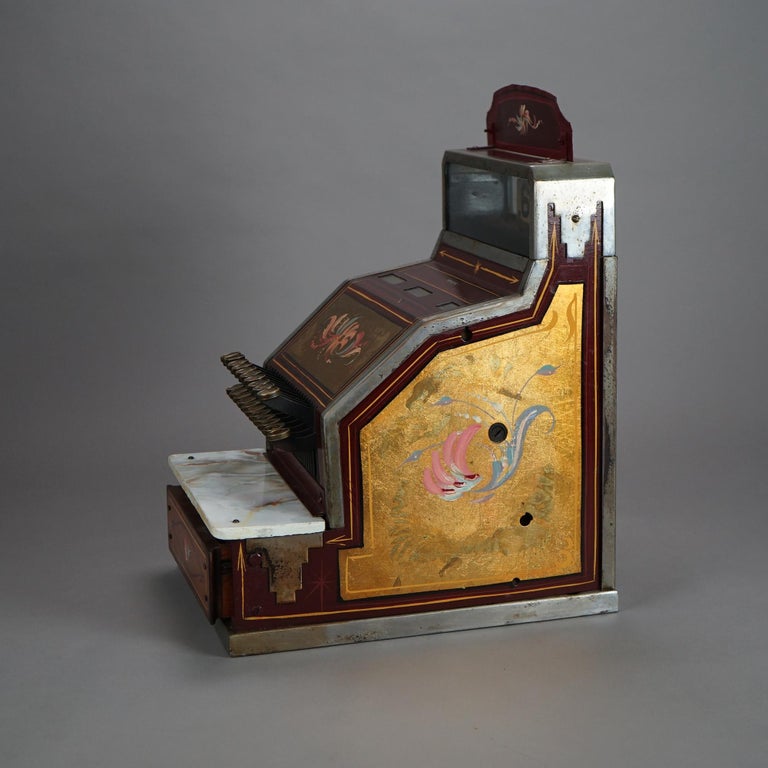 Ornate Antique Gilt & Floral Hand Painted Soda Fountain Cash Register C1920