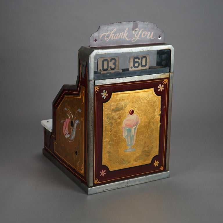 Ornate Antique Gilt & Floral Hand Painted Soda Fountain Cash Register C1920