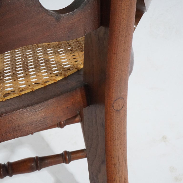 Antique Set of Four Victorian Walnut & Pressed Cane Dining Chairs, Circa 1890