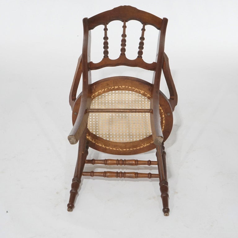 Antique Set of Four Victorian Walnut & Pressed Cane Dining Chairs, Circa 1890