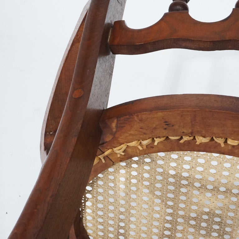Antique Set of Four Victorian Walnut & Pressed Cane Dining Chairs, Circa 1890