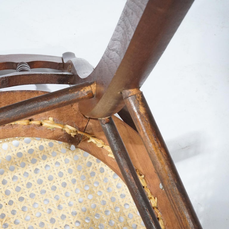 Antique Set of Four Victorian Walnut & Pressed Cane Dining Chairs, Circa 1890
