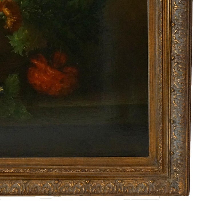Monumental Floral Still Life Oil Painting 20th C