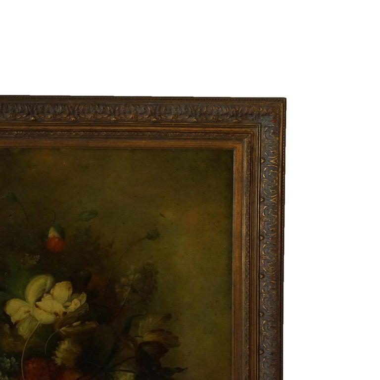 Monumental Floral Still Life Oil Painting 20th C