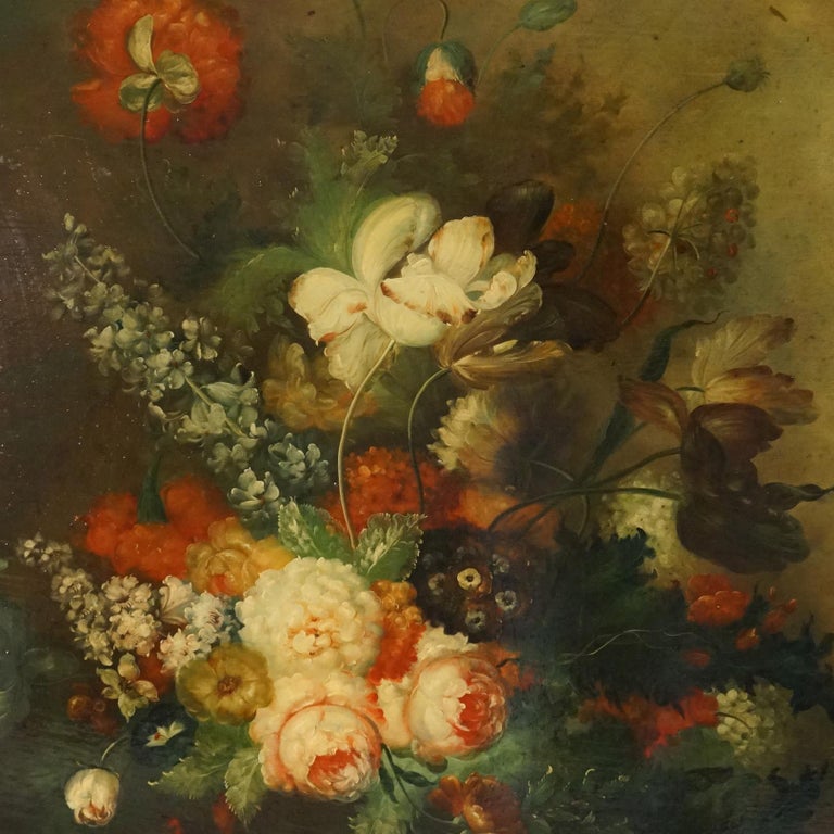 Monumental Floral Still Life Oil Painting 20th C