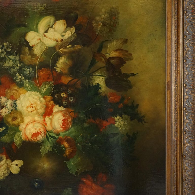 Monumental Floral Still Life Oil Painting 20th C