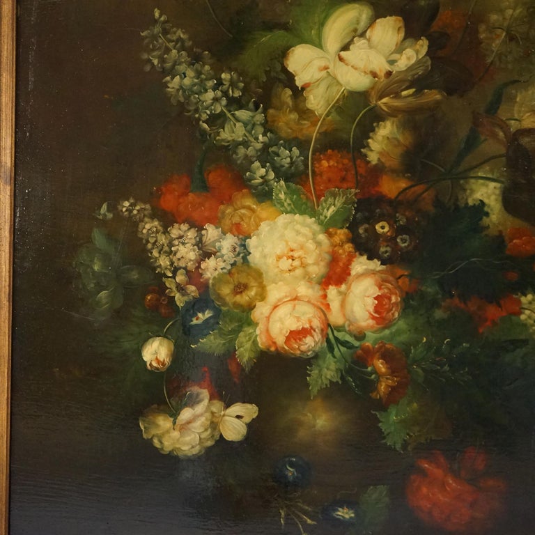 Monumental Floral Still Life Oil Painting 20th C