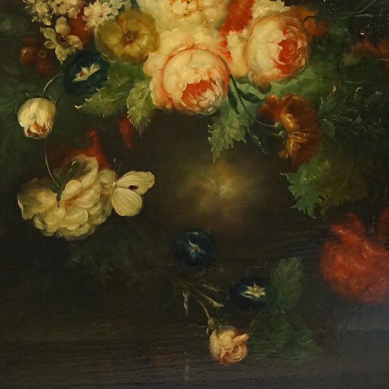 Monumental Floral Still Life Oil Painting 20th C