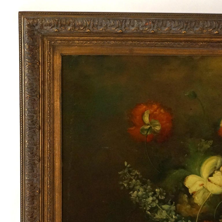 Monumental Floral Still Life Oil Painting 20th C