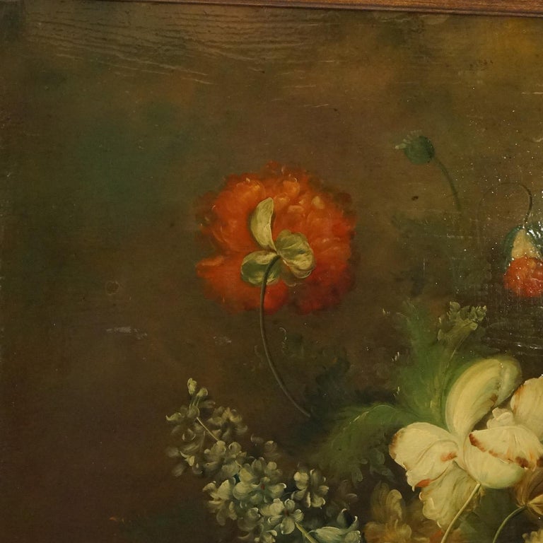 Monumental Floral Still Life Oil Painting 20th C