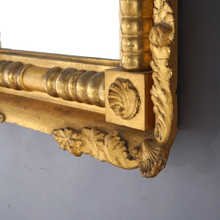 Antique American Empire Classical First Finish Wall Mirror C1840