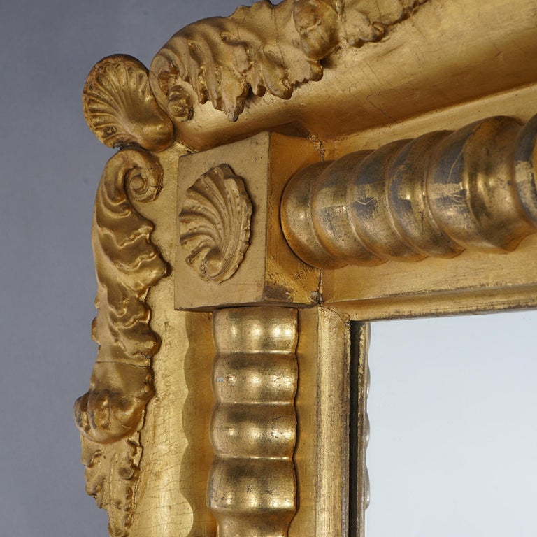 Antique American Empire Classical First Finish Wall Mirror C1840