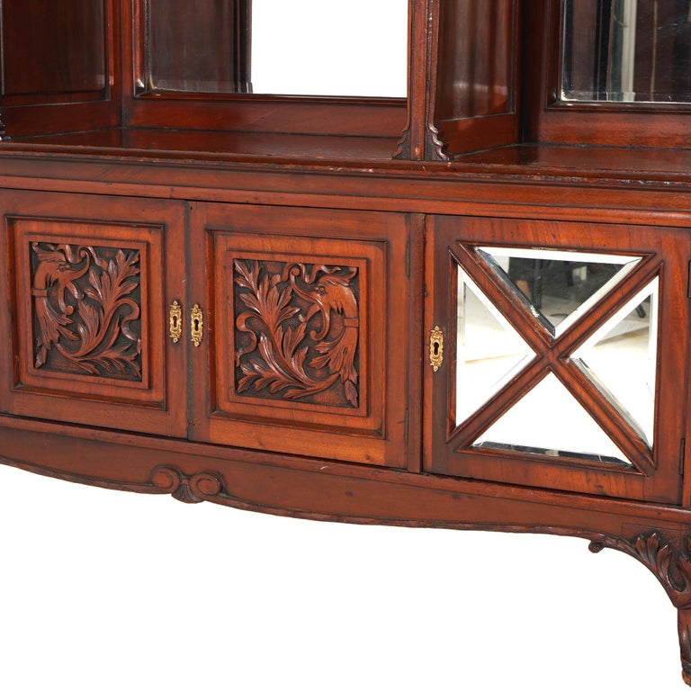 Antique Mahogany Star Pentagram Etagere with Mirrors, Spindles & Eagles C1900