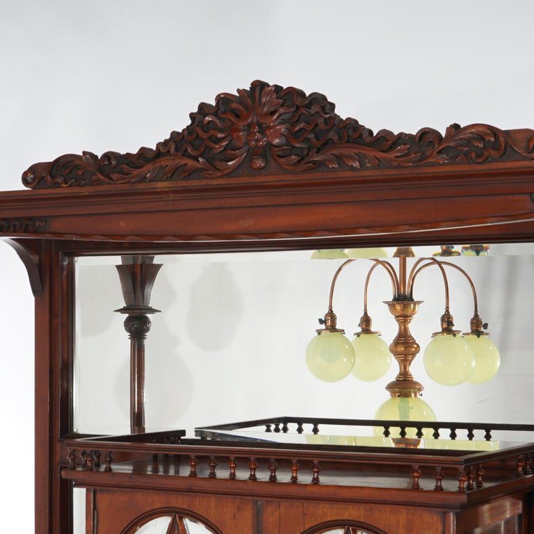 Antique Mahogany Star Pentagram Etagere with Mirrors, Spindles & Eagles C1900