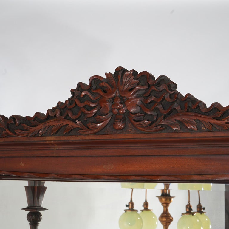 Antique Mahogany Star Pentagram Etagere with Mirrors, Spindles & Eagles C1900