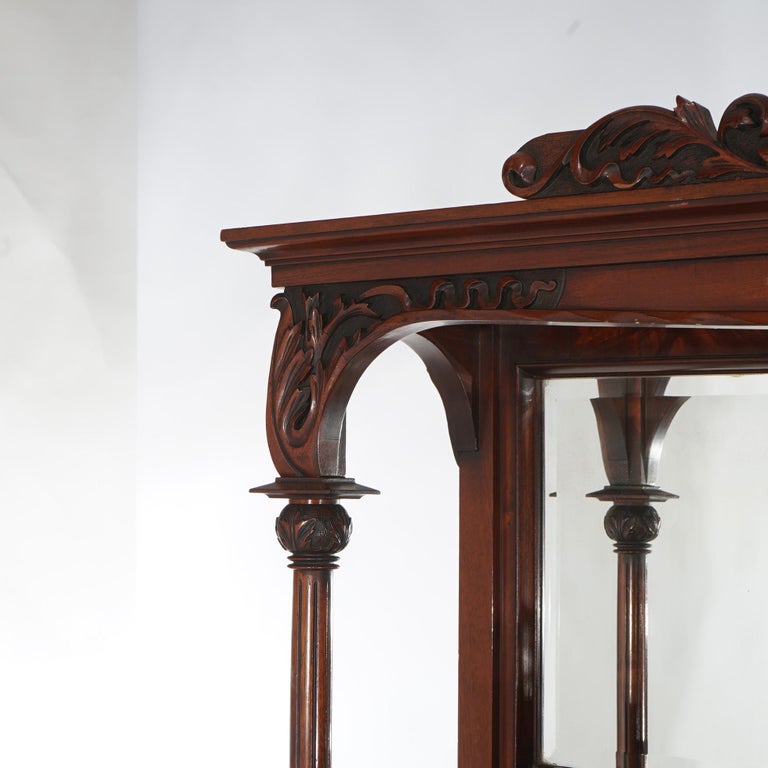 Antique Mahogany Star Pentagram Etagere with Mirrors, Spindles & Eagles C1900