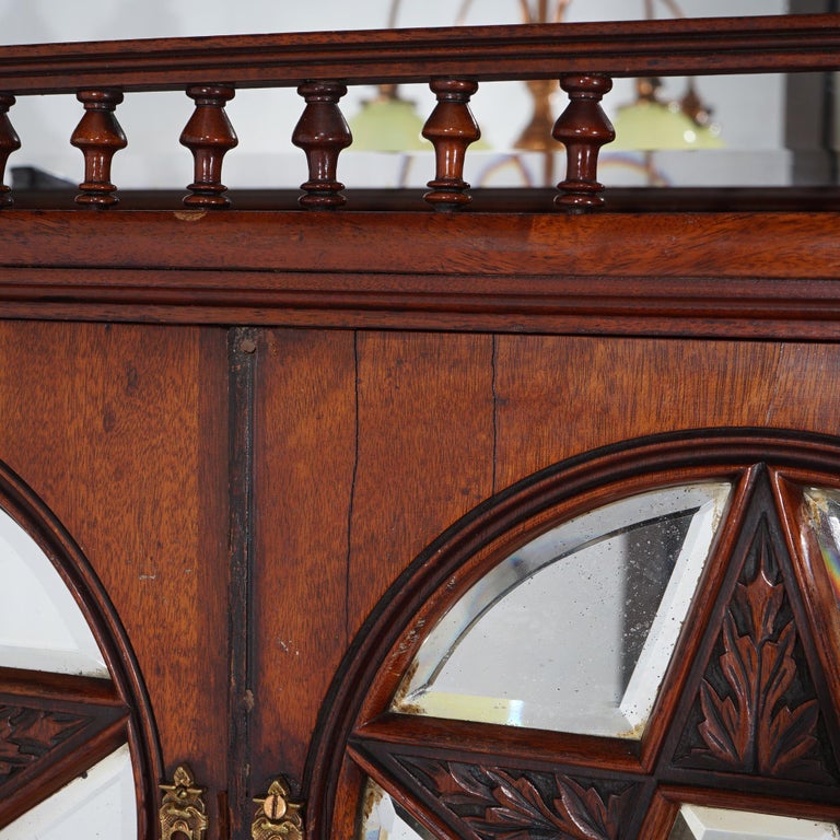 Antique Mahogany Star Pentagram Etagere with Mirrors, Spindles & Eagles C1900