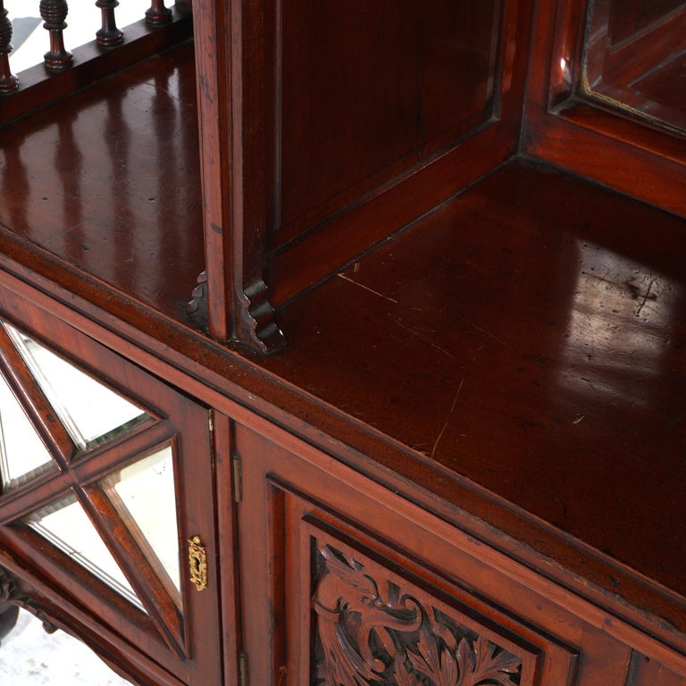 Antique Mahogany Star Pentagram Etagere with Mirrors, Spindles & Eagles C1900
