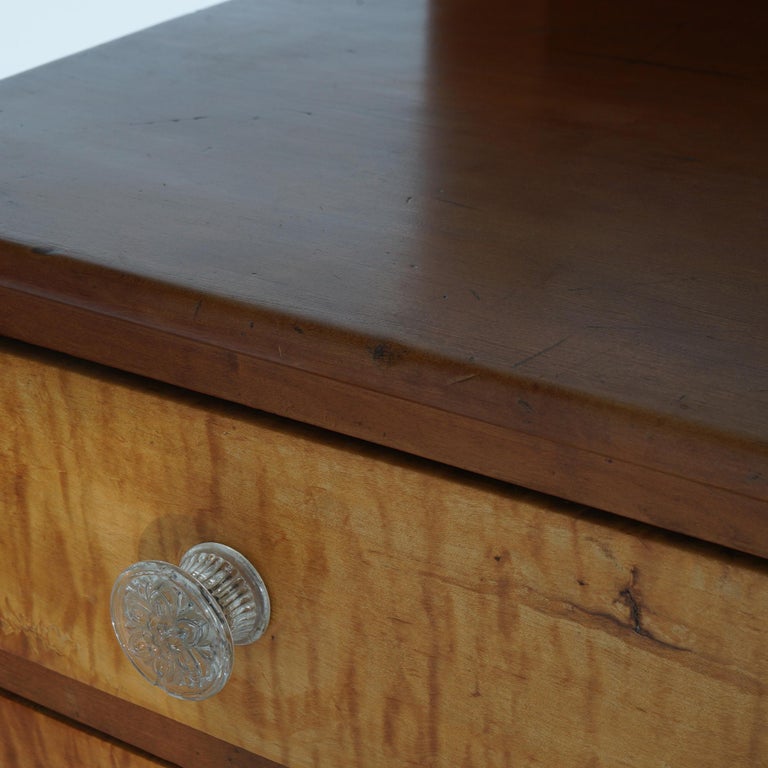 Antique Sheraton Tall Cherry Server with Tiger Maple Drawers C1830