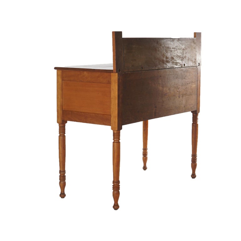 Antique Sheraton Tall Cherry Server with Tiger Maple Drawers C1830