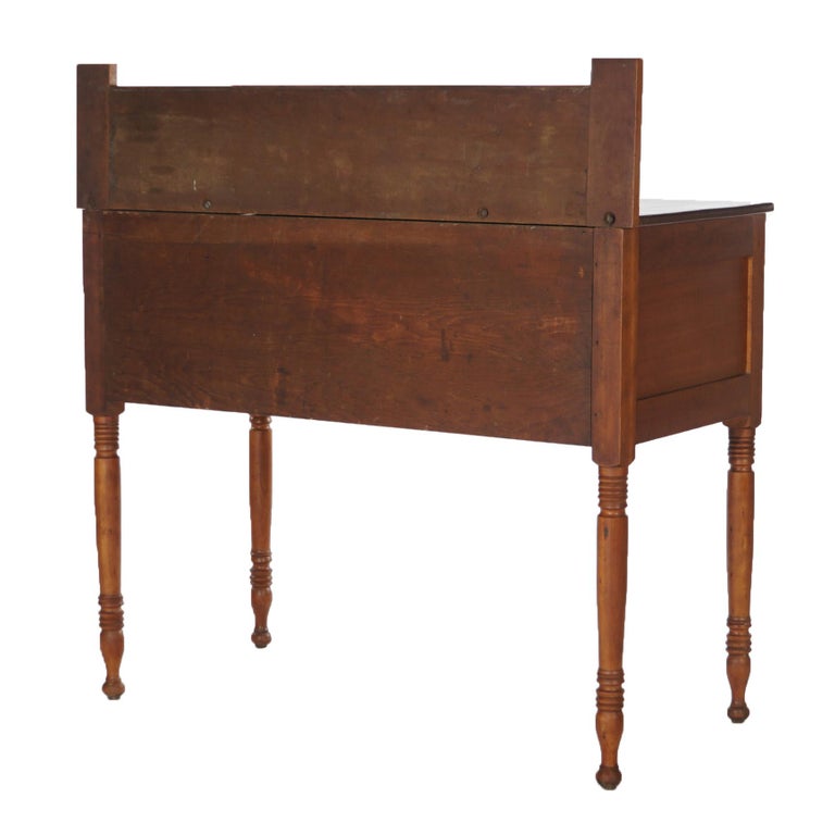 Antique Sheraton Tall Cherry Server with Tiger Maple Drawers C1830