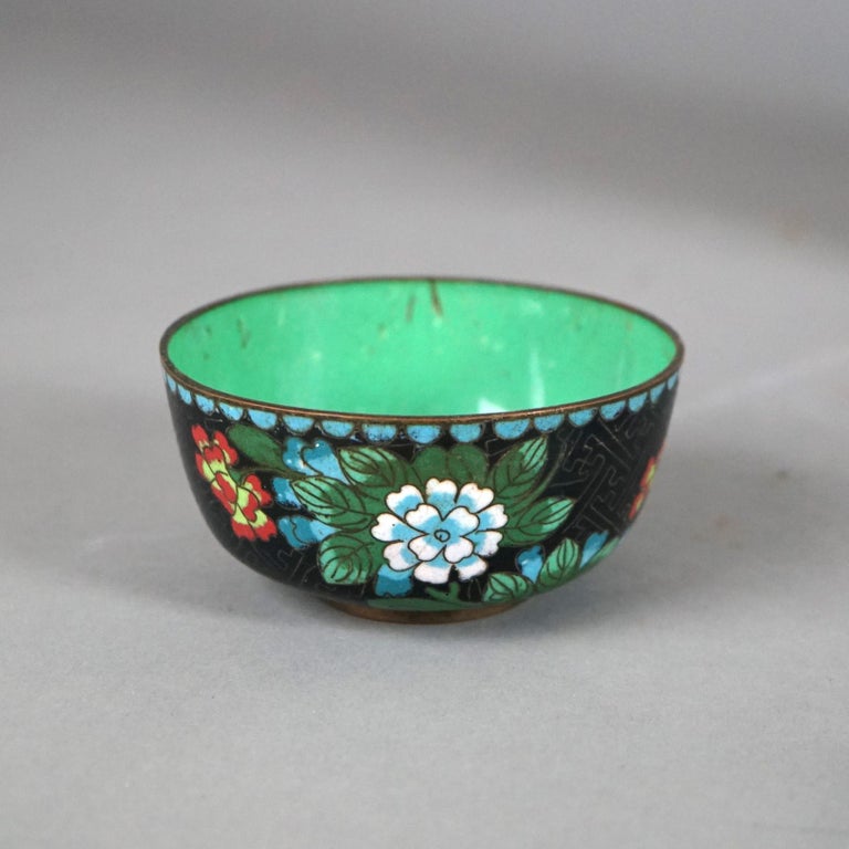 Twelve Various Chinese Cloisonne Floral Enameled Items C1920