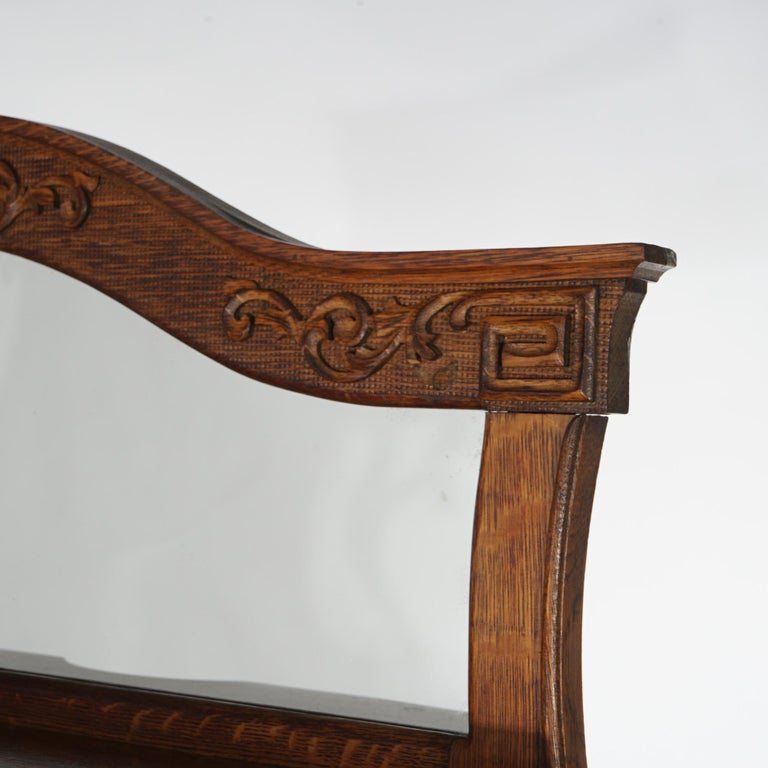Antique RJ Horner School Carved Oak Swell Front & Mirrored Server C1910