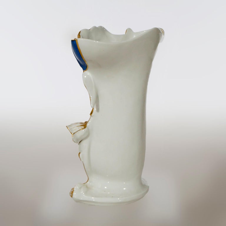 Antique French Blue Old Paris Porcelain Hand Painted & Gilt Floral Vase 19th C