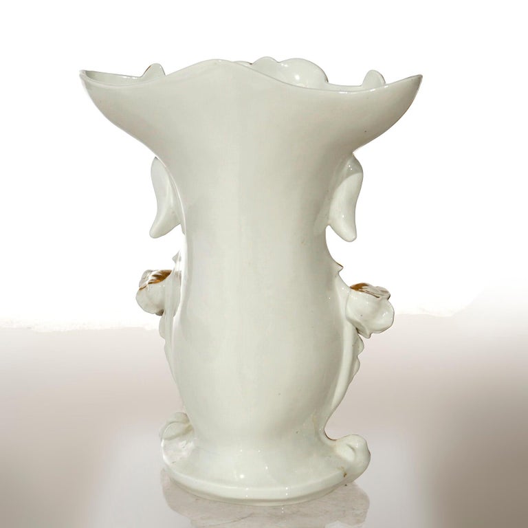 Antique French Blue Old Paris Porcelain Hand Painted & Gilt Floral Vase 19th C