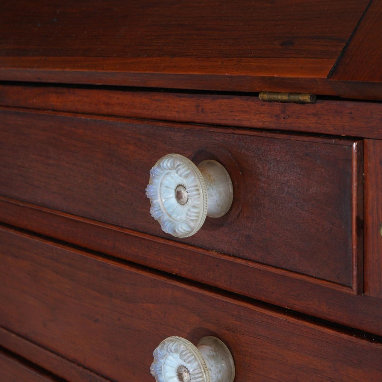 Antique Mahogany Hepplewhite Drop Front Desk with Graduated Drawers