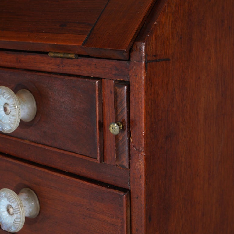 Antique Mahogany Hepplewhite Drop Front Desk with Graduated Drawers