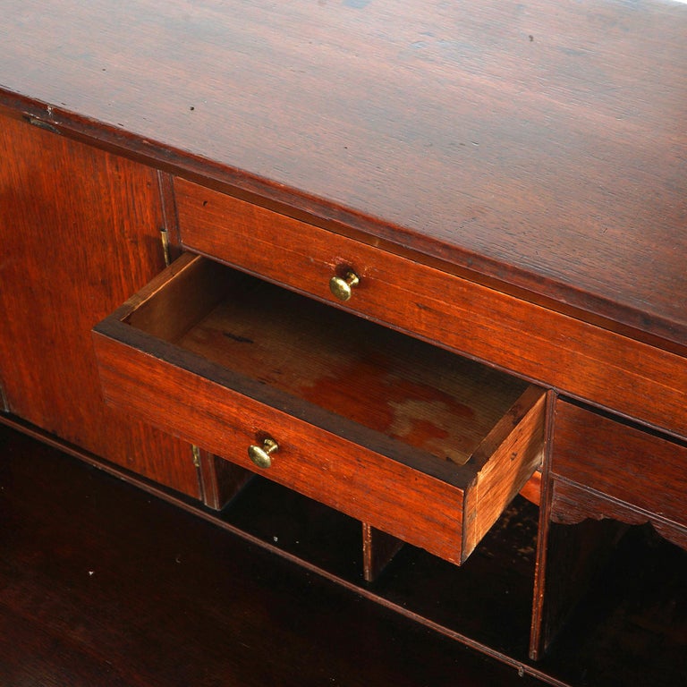 Antique Mahogany Hepplewhite Drop Front Desk with Graduated Drawers