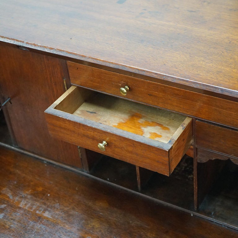 Antique Mahogany Hepplewhite Drop Front Desk with Graduated Drawers